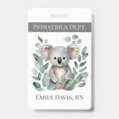 小児パーソナライズされたナース名コアラベア バッジ (正面)