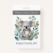 小児パーソナライズされたナース名コアラベア バッジ (正面)