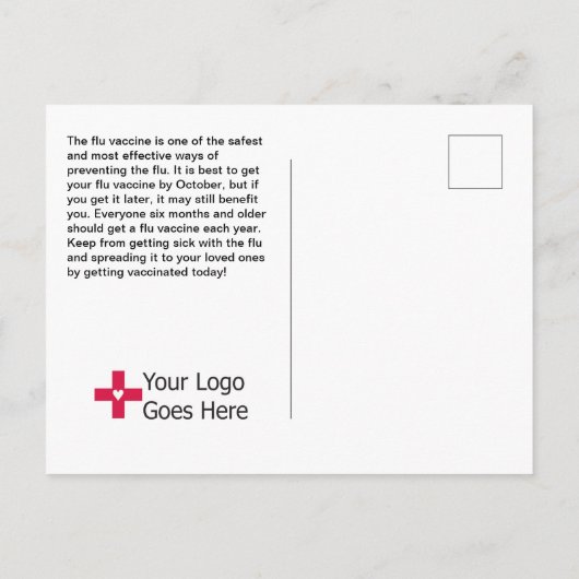 小児ユーモアのあるインフルエンザワクチンの注意喚起 案内ポストカード (裏面)
