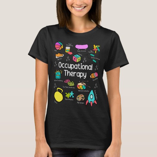 小児作業療法のカラフルなデザイン Tシャツ (正面)