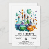 小児化学実験科学者誕生日 招待状 (正面/裏面)