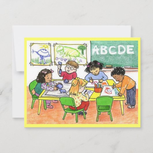 小児教育忙し児童招待状 招待状 (正面)