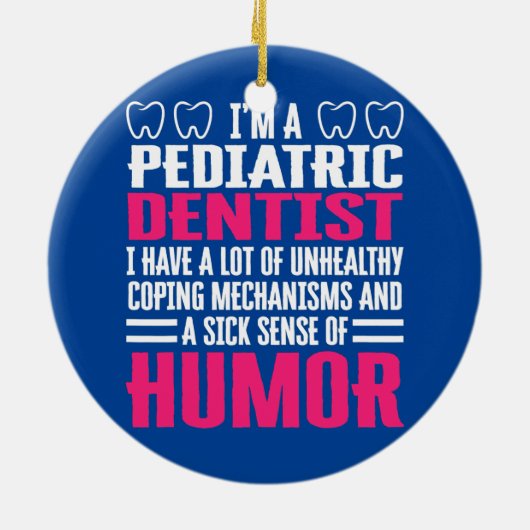 小児歯科医アパレル可愛い歯おもしろい歯医 セラミックオーナメント (裏面)