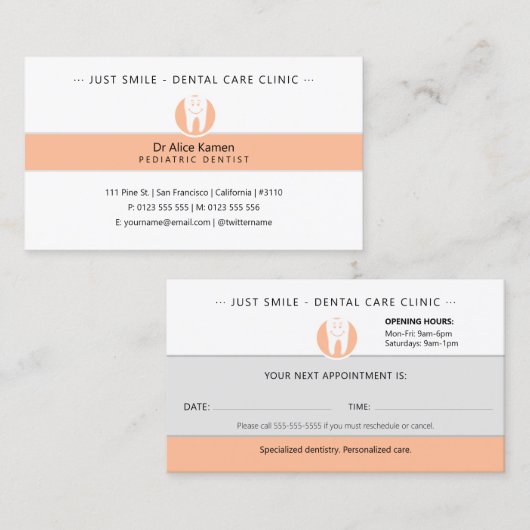 小児歯科医 |歯科診療 名刺 (正面/裏面)