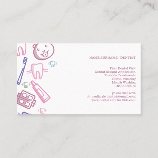 小児歯科気に歯科 名刺 (裏面)