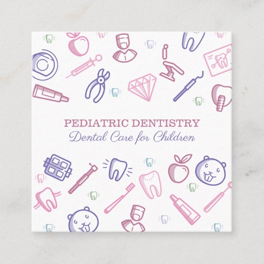 小児用歯科デンタルケア子供 スクエア名刺 (正面)