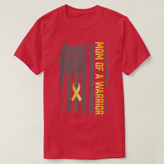 小児癌アメリカ国旗の母の戦士チリ Tシャツ (デザイン正面)