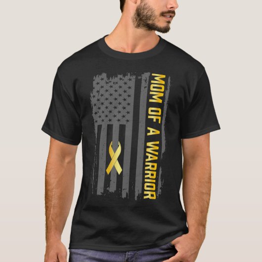 小児癌アメリカ国旗の母の戦士チリ Tシャツ (正面)