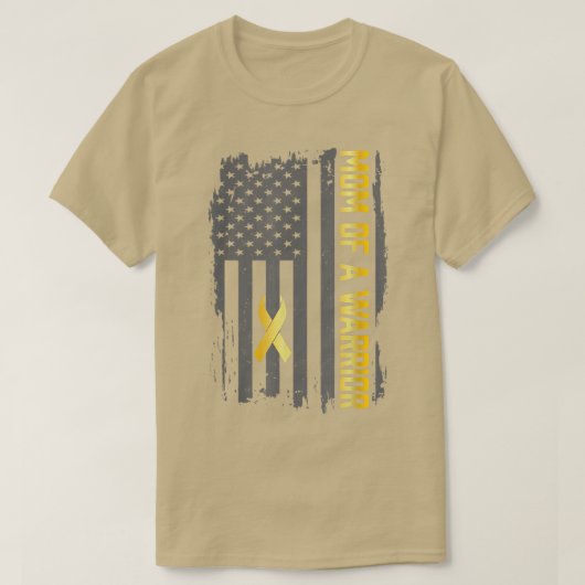 小児癌アメリカ国旗の母の戦士チリ Tシャツ (デザイン正面)
