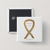 小児癌エンジェル金ゴールド認識度リボンピン 缶バッジ (正面&裏面)