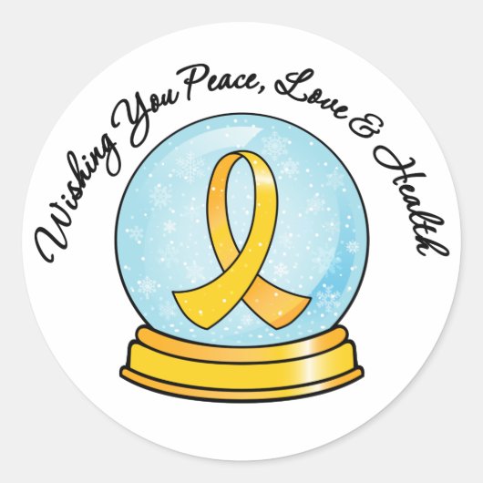 小児癌メリークリスマススノーグローブ ラウンドシール (正面)