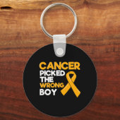 小児癌少年リボン腫瘍小児科医Chi キーホルダー (正面)