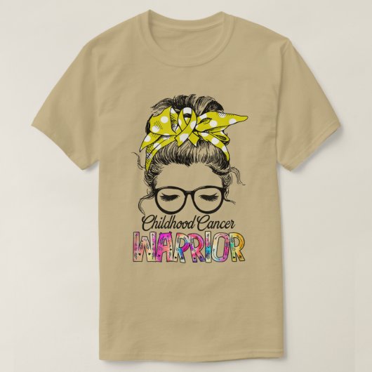 小児癌戦士サポートスクワッド金ゴールドリボン Tシャツ (デザイン正面)