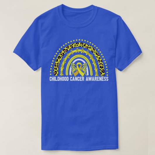 小児癌認識度ティーレインボーヒョウ肋骨 Tシャツ (デザイン正面)