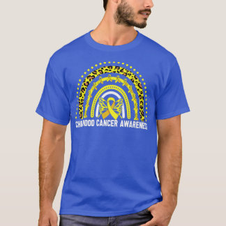 小児癌認識度ティーレインボーヒョウ肋骨 Tシャツ