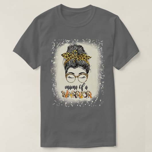 小児癌認識度ママの戦士の乱雑 Tシャツ (デザイン正面)