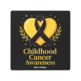 小児癌認識度戦士金ゴールドハート メタルプリント