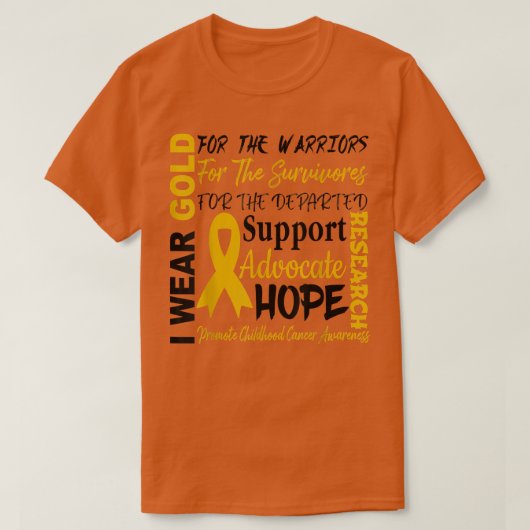 小児癌認識度Tシャツ金ゴールドfor a Chil Tシャツ (デザイン正面)