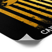 小児癌認識度USA国旗の金ゴールドリボンWa ポスター (角)