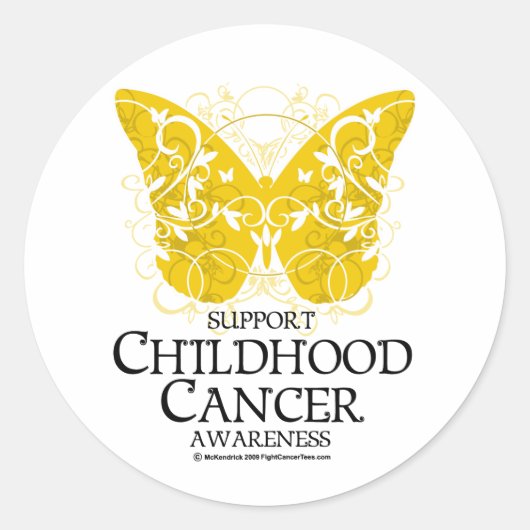 小児癌（蝶） ラウンドシール (正面)