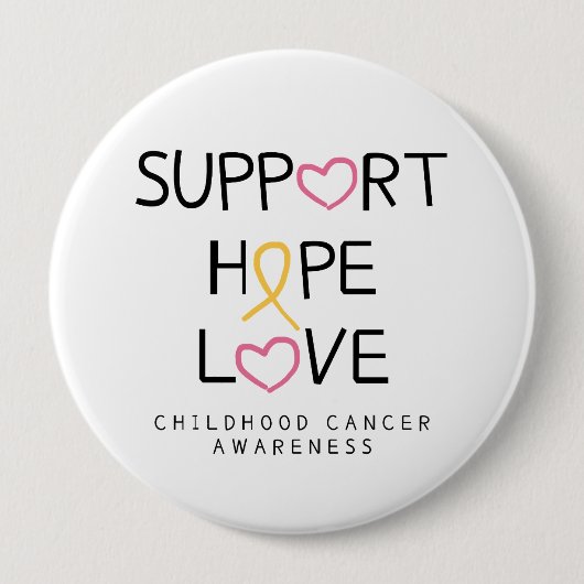 小児癌。support.hope.love.ボタン 缶バッジ (正面)