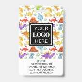 小児科かわいい恐竜の写真 バッジ (裏面)