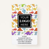 小児科かわいい恐竜の写真 バッジ (裏面)