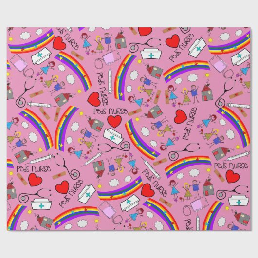 小児科のナースのギフト用包装紙は芸術のテーマをからかいます ラッピングペーパー (フラット)
