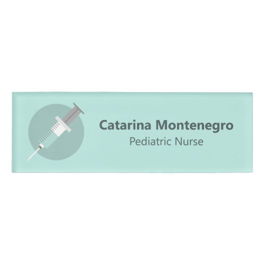 小児科のナースのパーソナライズで装飾的なスポイト 名札 (正面)