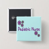 小児科のナースの紫色の花 缶バッジ (正面&裏面)