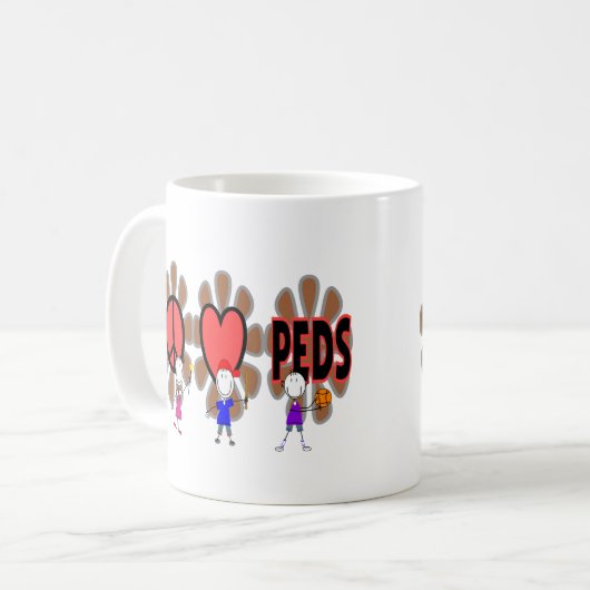 小児科のナース--かわいい"平和愛小児科" コーヒーマグカップ (正面左)