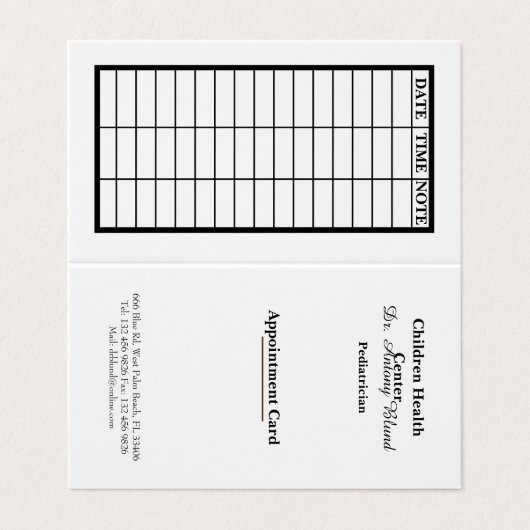 小児科アポイントメントカード 名刺 (外部フラット)