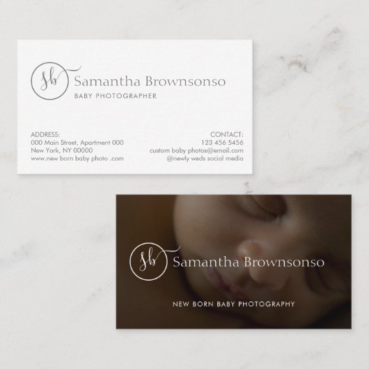 小児科カスタム科ベビー生まれたばかりの写真 名刺 (正面/裏面)