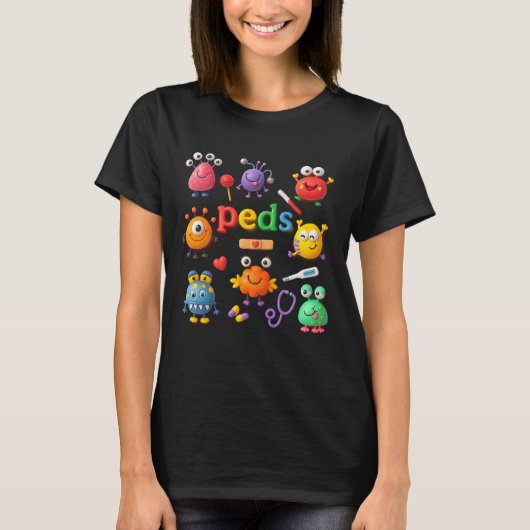 小児科ナース PEDS クルー RN 小児救急医療 Tシャツ (正面)