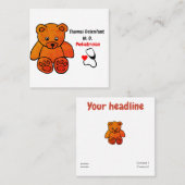 小児科医 – オレンジ色のテディ – 聴診器 スクエア名刺 (正面/裏面)