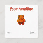 小児科医 – オレンジ色のテディ – 聴診器 スクエア名刺 (裏面)
