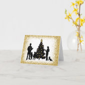 小児科医 シルエット クリスマス グリーティング カード (黄色い花)