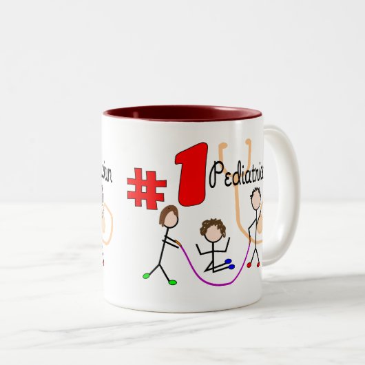 小児科医#1の愛らしい子供のデザインのギフト ツートーンマグカップ (正面右)