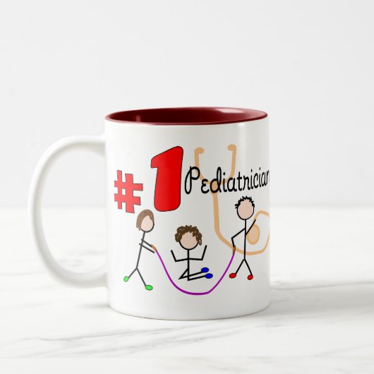 小児科医#1の愛らしい子供のデザインのギフト ツートーンマグカップ (左)