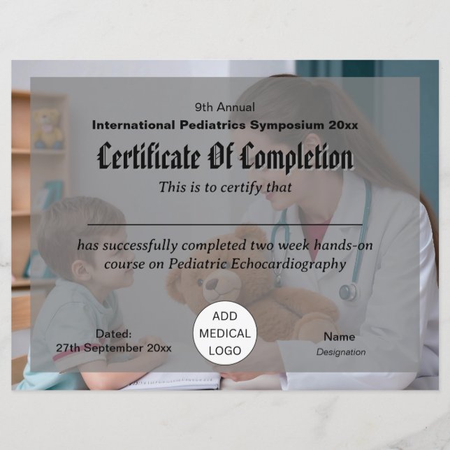 小児科小児医師会議証明書 (正面)