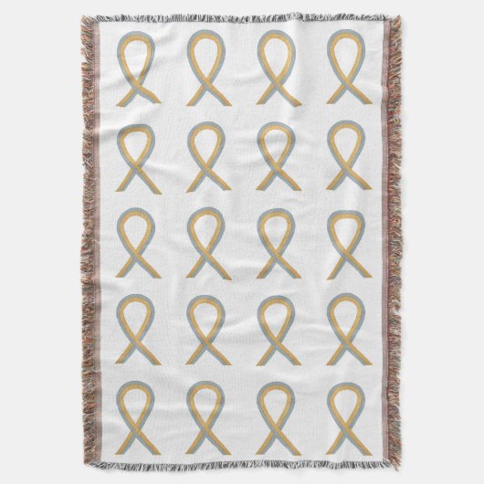 小児脳がんリボンブランケット スローブランケット (正面縦)