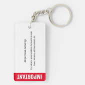 小児ID識別緊急アレルギー写真 キーホルダー (裏面)