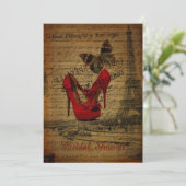 小剣のエッフェル塔のパリの赤いブライダルシャワー 招待状 (スタンド正面)