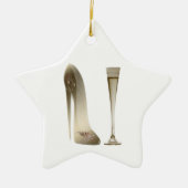 小剣の靴のハイヒールの芸術およびシャンペンフルート セラミックオーナメント (正面)