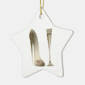 小剣の靴のハイヒールの芸術およびシャンペンフルート セラミックオーナメント (左)