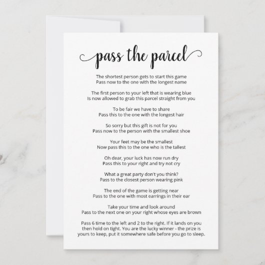 小包のゲームカードをパーティーする 招待状 (正面)