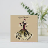 小包付きクリスマスファッションイラストレーション シーズンカード (スタンド正面)