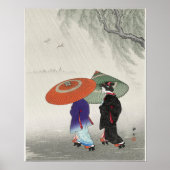 小原古邨による雨の中の二人の女性 日本語 ポスター (正面)