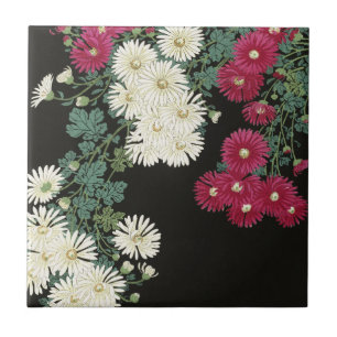 小原古邨の菊のヴィンテージアート タイル