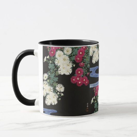 小原古邨の菊のヴィンテージアート マグカップ (左)